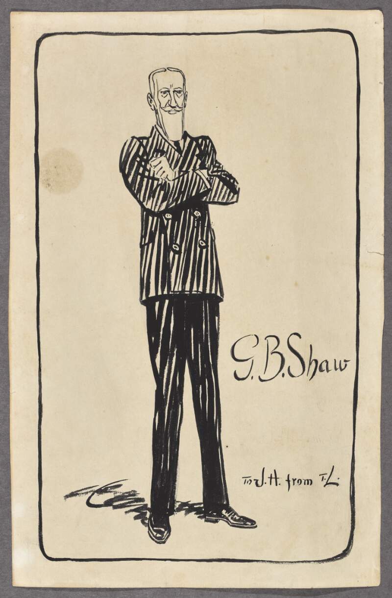 Original cartoon of G.B. Shaw by Tom Lalor, made from sketch at Abbey Theatre