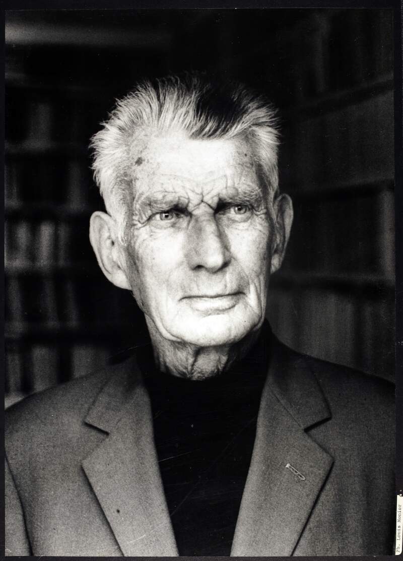 [Head and shoulder portrait of Samuel Beckett, facing right]