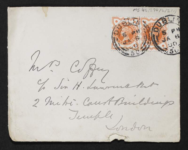Letter from George Coffey to Jane Coffey, in England, with references to the visit from Strangways and the opening of a school,