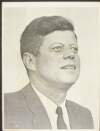 [Head and shoulders portrait of John Fitzgerald Kennedy, facing upwards and right]
