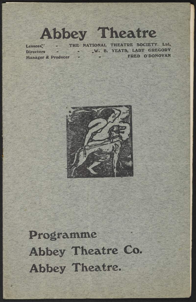 Programme for 'Sable and Gold' by Maurice Dalton and 'Spreading the News' by Lady Gregory at the Abbey Theatre,