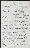 Letter from Eva Gore-Booth, 33 Fitzroy Square, to George Gavan Duffy regarding a forum,