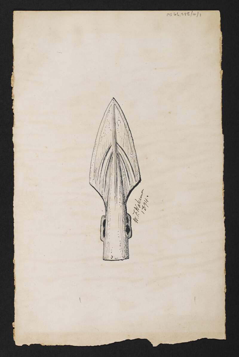 Sketch by William F. Wakeman of a spearhead,