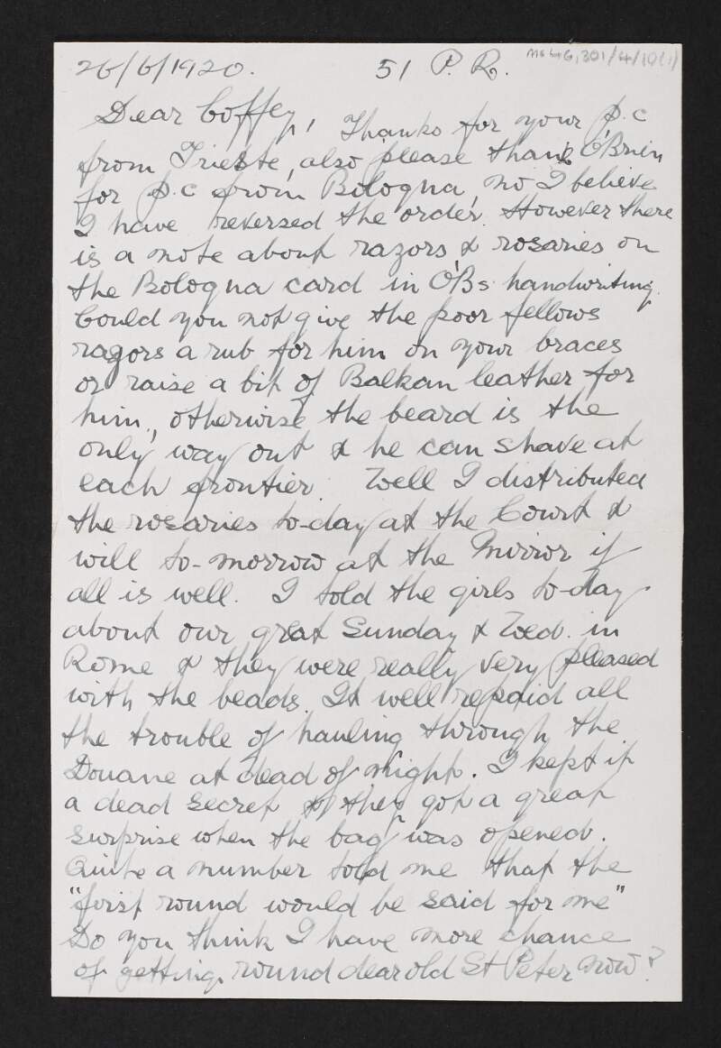 Letter from Cecil Neill-Watson to Diarmid Coffey regarding family matters and enclosing a partial letter from Henry Noel Brailsford regarding travelling to Russia,