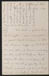 Letter from Hannah Louisa Harvey, Hilldrop Road, [London], to her mother Elizabeth Harvey giving an account of her visit to the House of Commons for the women's suffrage debate,