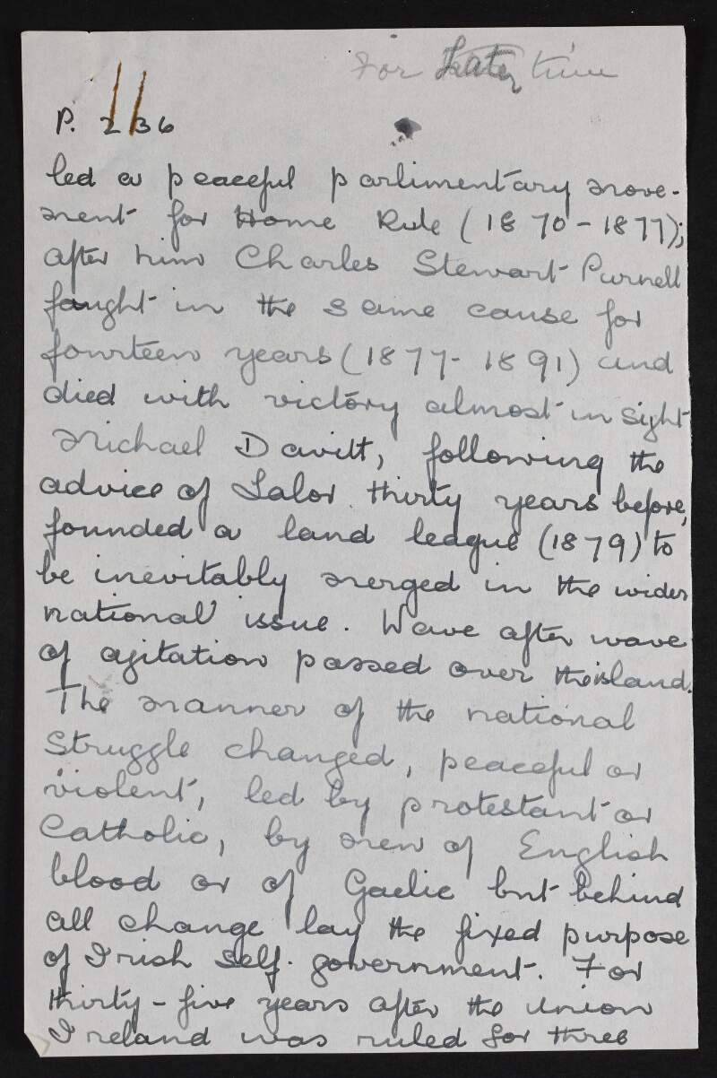 Notes relating to Home Rule and Charles Stewart Parnell,