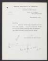 Typescript letter from the Department of Home Affairs to the Diarmuid O'Hegarty, Secretary, Provisional Government of Ireland requesting a payment of petty cash,