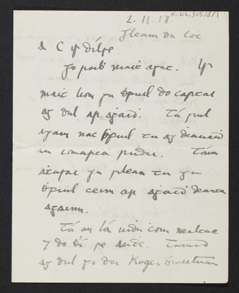 Letter from Diarmid Coffey, Wicklow, to Cesca Chenevix Trench telling her he has joined the Arts Club,