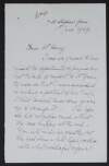 Letter from unidentified person to Alice Helen Henry offering their sympathy following the death of Alice Stopford Green,