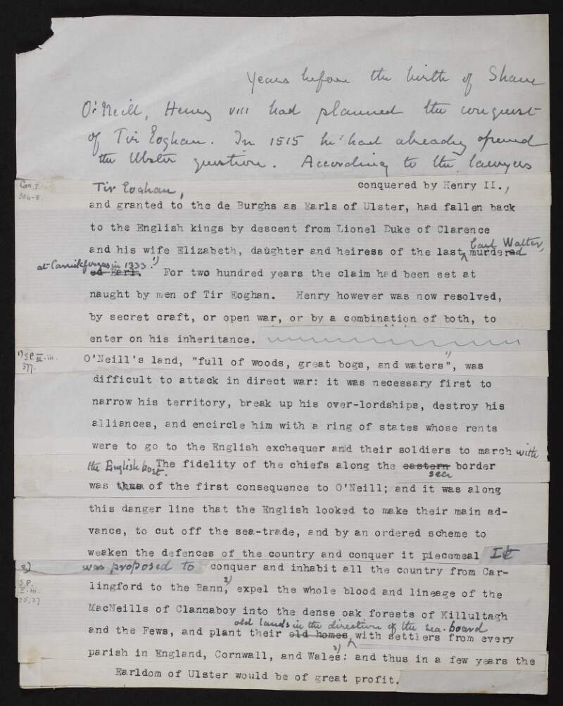 Notes relating to Con Bacagh O'Neill,