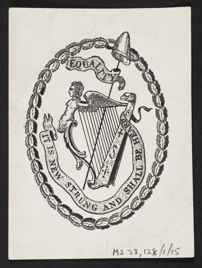 Medallion of Harp with motto of the United Irishmen,