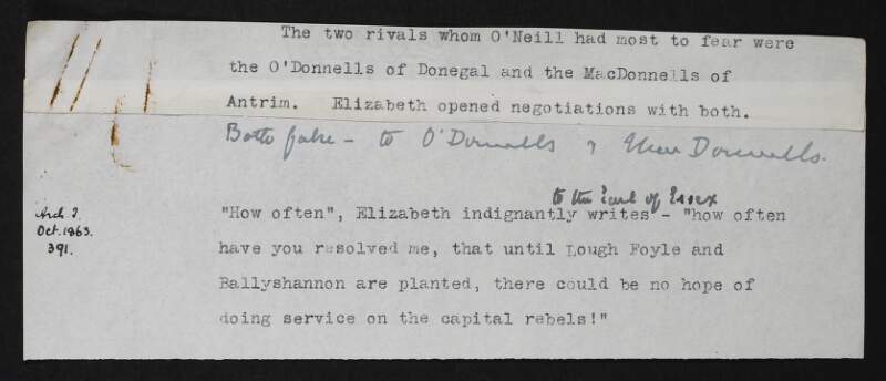 Notes regarding the O'Donnells of Donegal and the MacDonnells of Antrim,