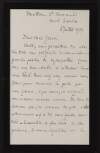 Letter from L. Paul-Dubois to Alice Stopford Green discussing his [return to Paris],