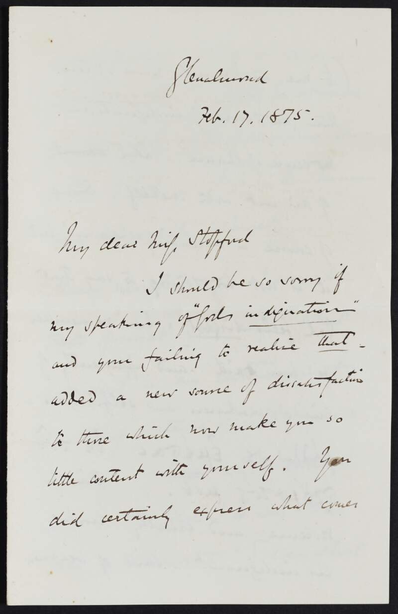 Letter from John Dowden to Alice Stopford Green regarding lent, the weather and his lectures for Edinburgh,