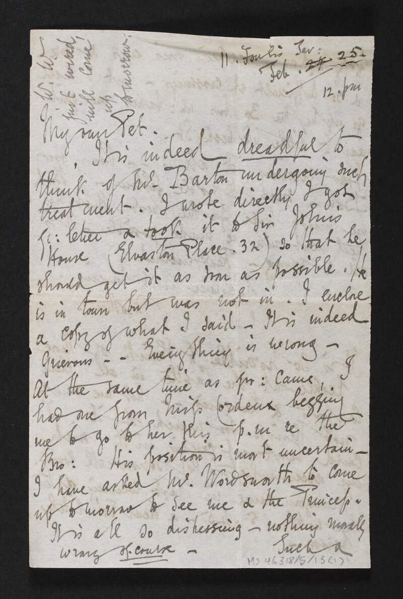 Letter from Isabella Chenevix Trench, Foulis Terrace, to Margot Chenevix Trench regarding the arrest of Robert Barton,