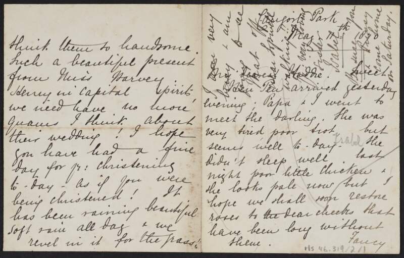 Letter from Isabella Chenevix Trench, Cangort Park, to Harriott Trench regarding a family trip,