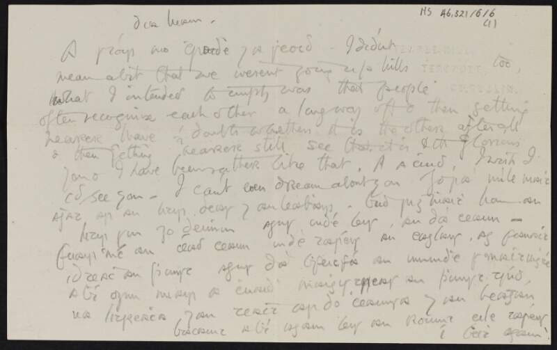 Letter from Cesca Chenevix Trench, Terenure, County Dublin, to Diarmid Coffey regarding Róis Ní Ógáin [Rose Maud Young],