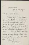 Letter from William Stubbs to Alice Stopford Green regarding 'Town Life',