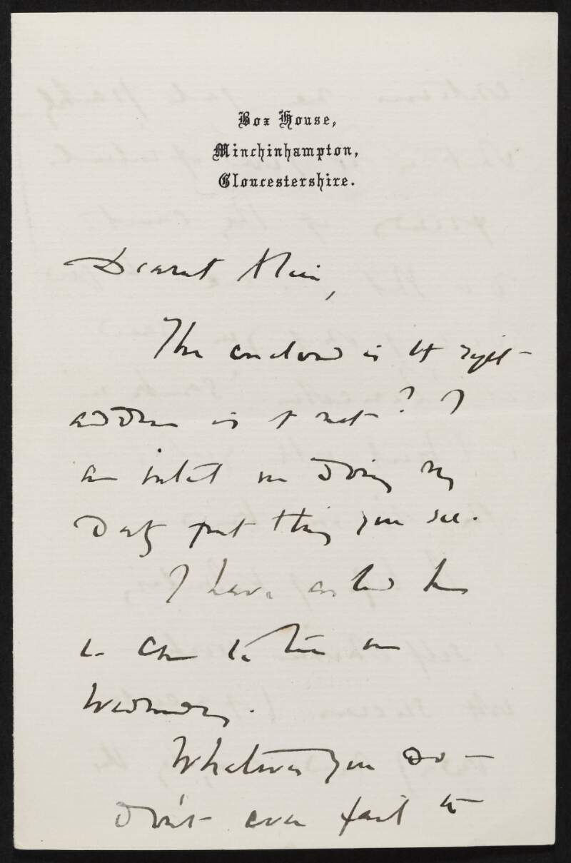 Letter from Beatrice Webb to Alice Stopford Green discussing her [work],