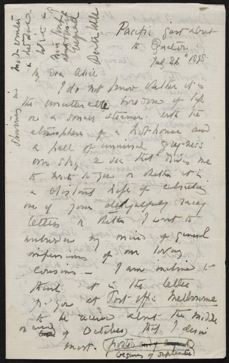 Letter from Beatrice Webb to Alice Stopford Green,