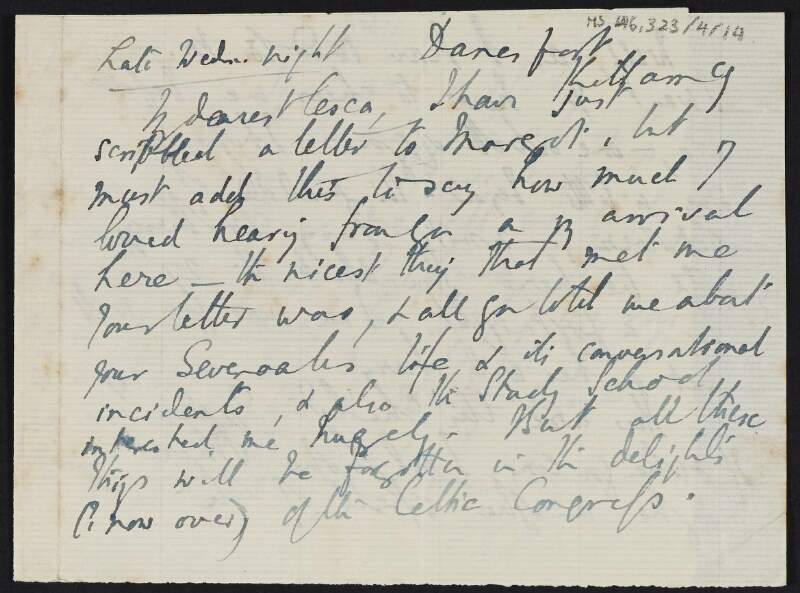Letter from Samuel Henry Butcher, County Kerry, to Cesca Chenevix Trench telling her he would like to see her to cheer him up,