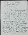 Letter from Alfred Palmer, Finsbury, England, to Cesca Chenevix Trench regarding the First World War,