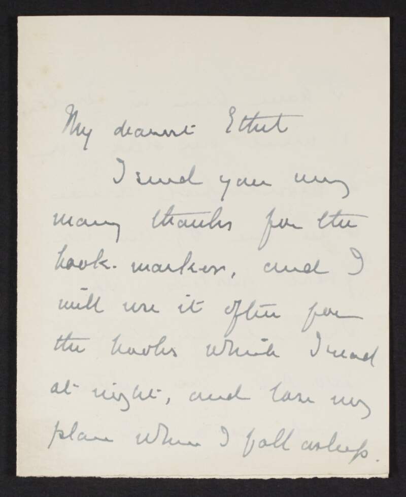 Letter from Alice Stopford Green to Ethel Venables thanking her for a bookmark and discussing a drive while in Ireland,