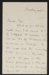 Letter from Alice Stopford Green to Elsie Henry regarding her journey on a ship,