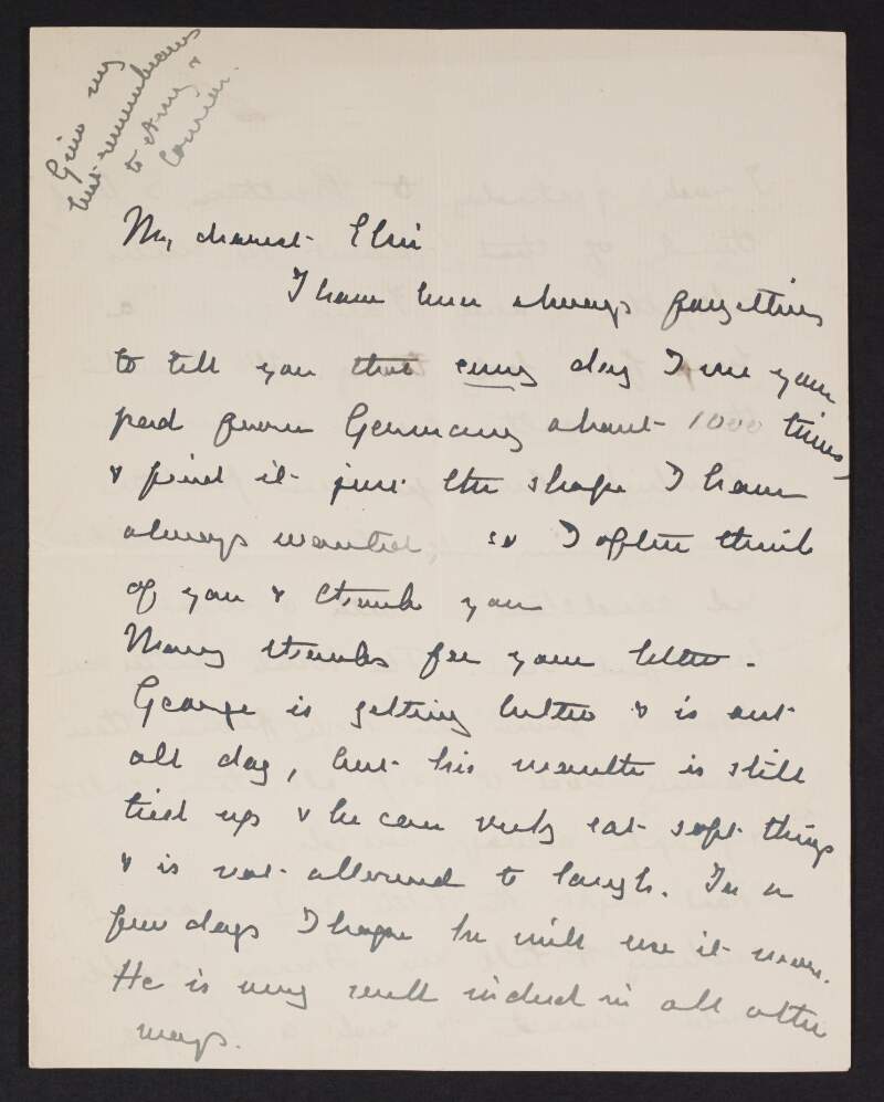 Letter from Alice Stopford Green to Elsie Henry discussing "George", family matters and Alfred Dreyfus,