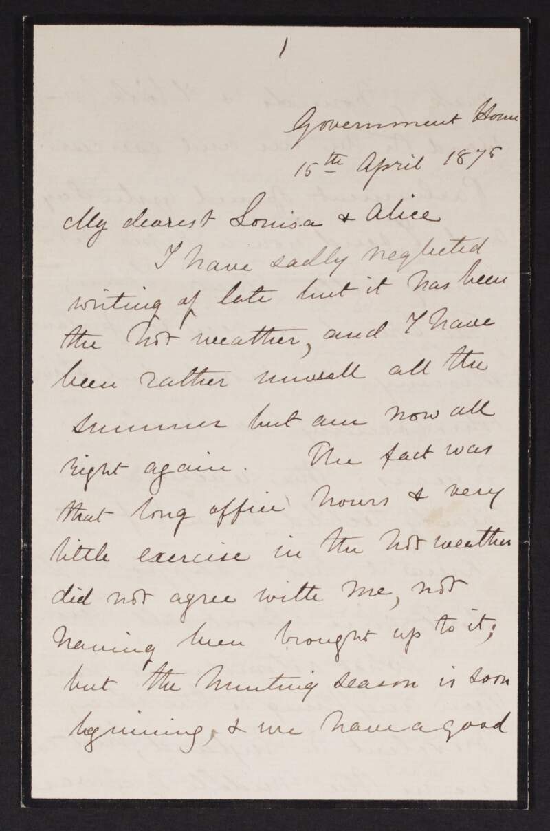 Letter from John George Stopford to Alice Stopford Green updating her on events while in [South Africa],