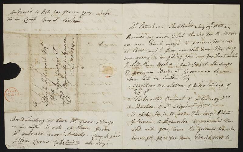 Letter from unidentified person to Patrick Walter Redmond referencing books he left for him in London,