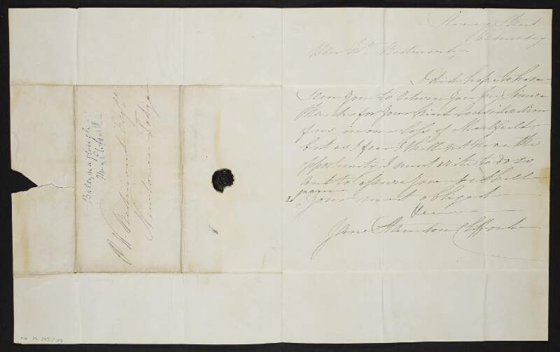Letter from unidentified person to Patrick Walter Redmond noting that they had hoped to meet Redmond to thank him,