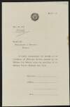 Letter from Secretary of the Department of Defence to J.J. O'Connell regarding receipt of his Certificate of Military Service,