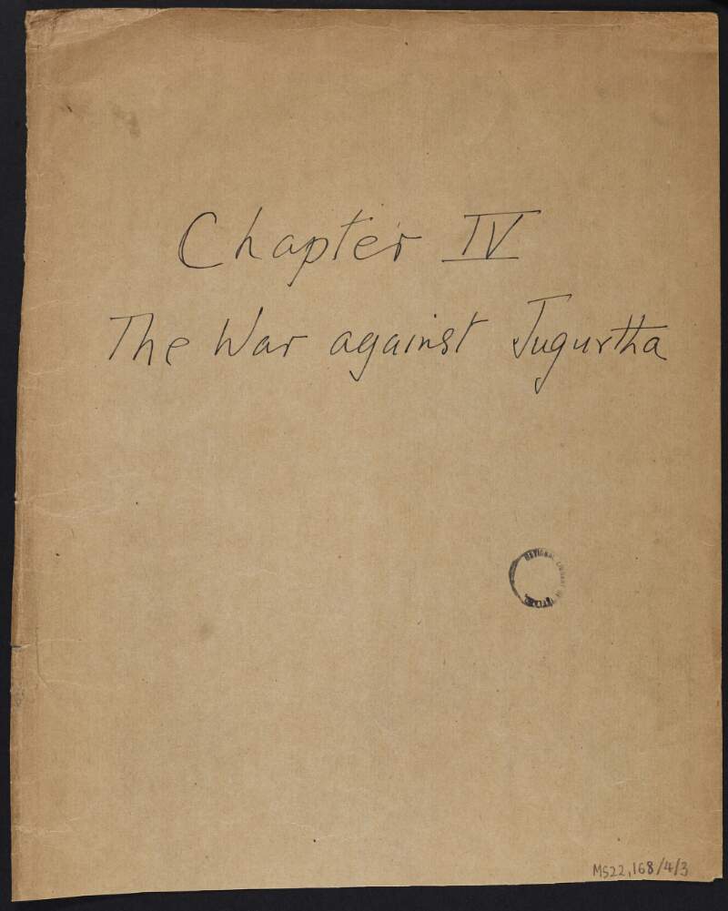 File inscribed "Chapter IV The War against Jugurtha",