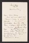 Letter from W. B. Yeats, Island View, Howth, [Dublin], to Ethel Veasey, Ashchurch Lodge, Shepherd's Bush, London,