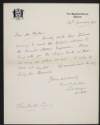 Letter from Daniel Tallon, Lord Mayor, Dublin, to Thomas Baker, asking Baker to call to the Mansion House to meet with "Mr. Goggins" to speek about the Parnell Monument,