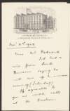 Letter from Captain John Shawe-Taylor, Maple's Hotel, Kildare Street, Dublin, to John Redmond, asking to meet him at the Gresham (hotel),
