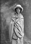 [Countess Constance Markievicz wearing cloak and hat, standing, studio three-quarter length portrait]