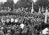 [Funeral of O'Donovan Rossa, graveside in Glasnevin Cemetery, St. James's band, crowds]