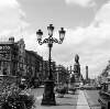 [O'Connell Street showing street lamp, O'Connell monument and Nelson Pillar, Dublin]