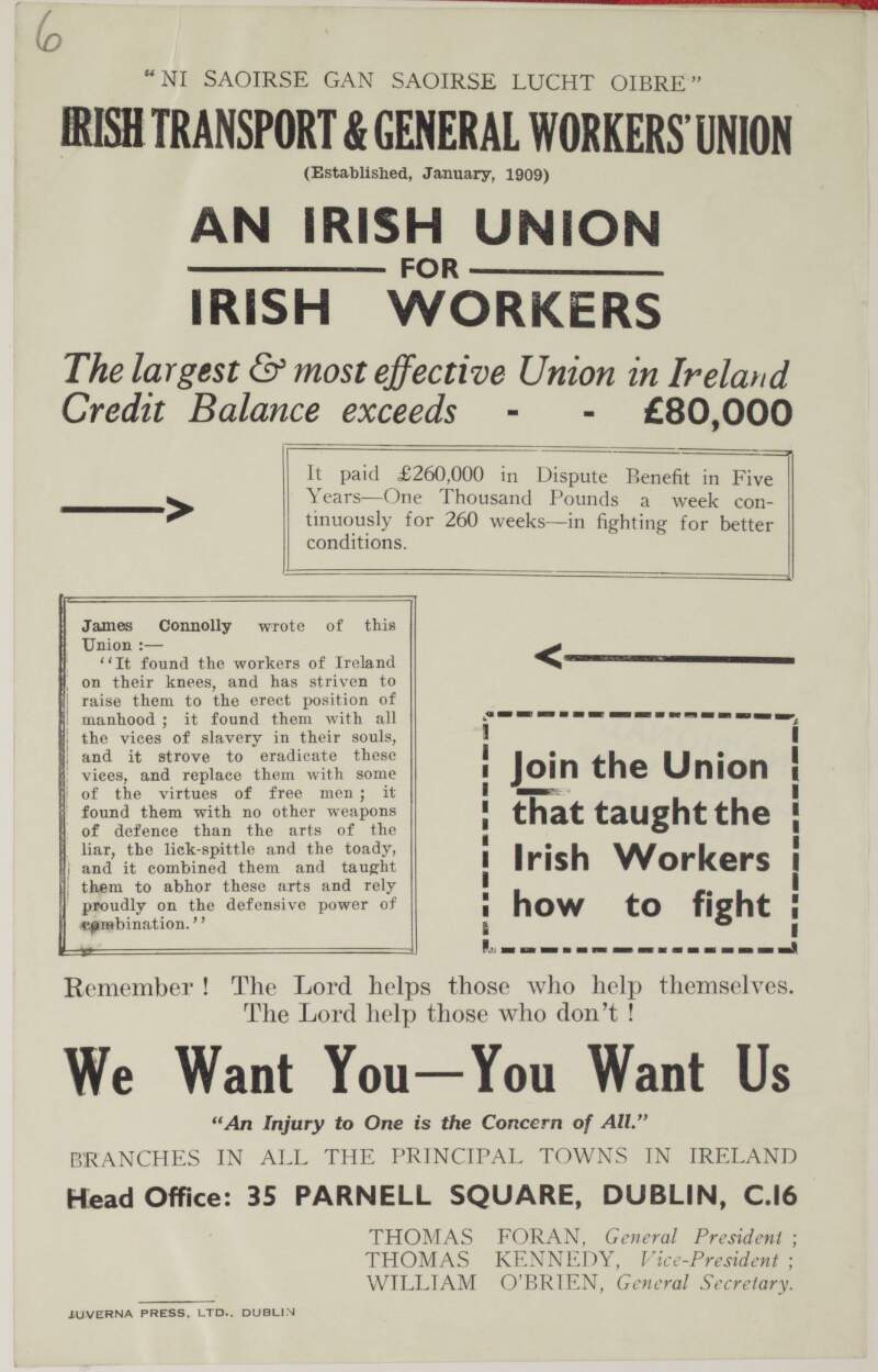 [Handbill advertising the benefits of membership of the Union]