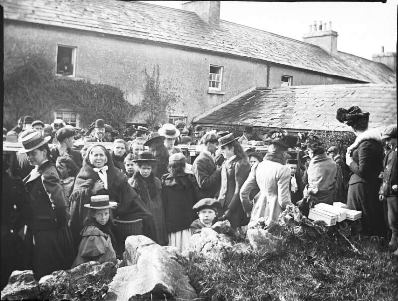 [Crowd gathered in Clonbrock yard for poultry show]