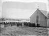 [Mourners gathered outside church prior to the funerals, following Arranmore boating tragedy]