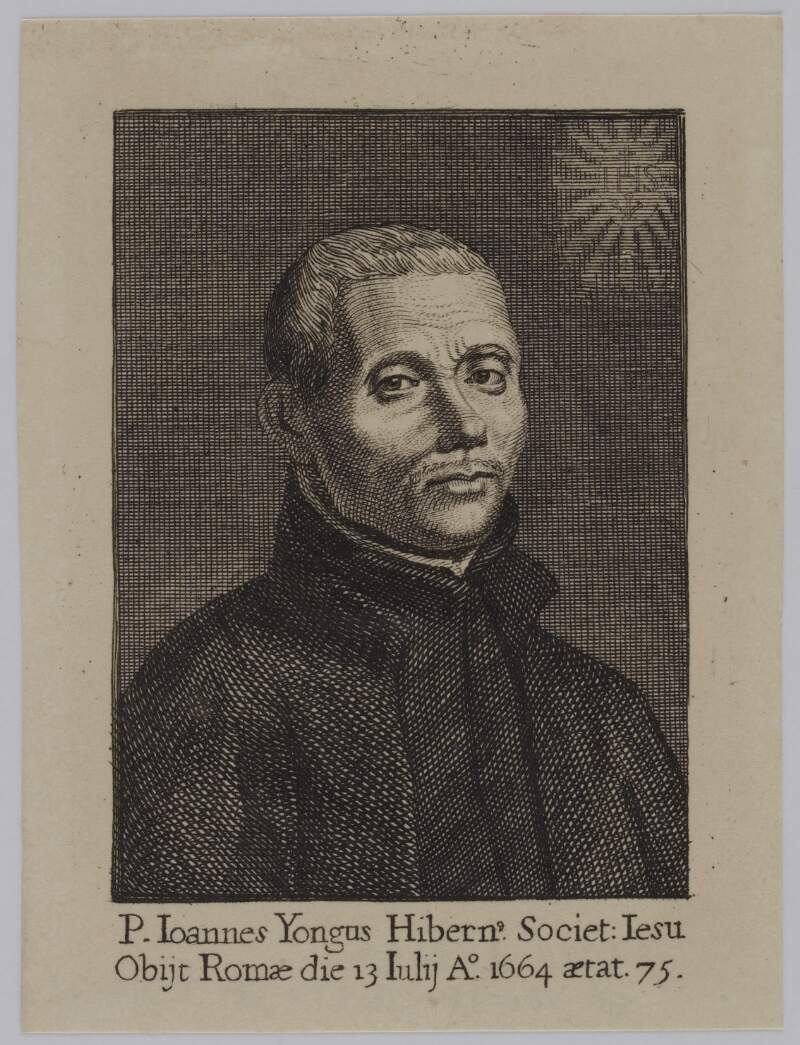 P. Ioannes Yongus Hibern. Societ : Iesu Obijt Romæ die 13 Iulij Animo 1664 ætat. 75.