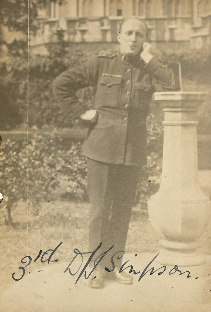 [District Inspector Simpson, of 'F' Company, Auxiliaries : full length portrait, taken in an unspecified location, possibly Dublin Castle]