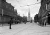 [Pedestrians and traffic on North Circular Road, Dublin, looking towards St. Peter's Church]