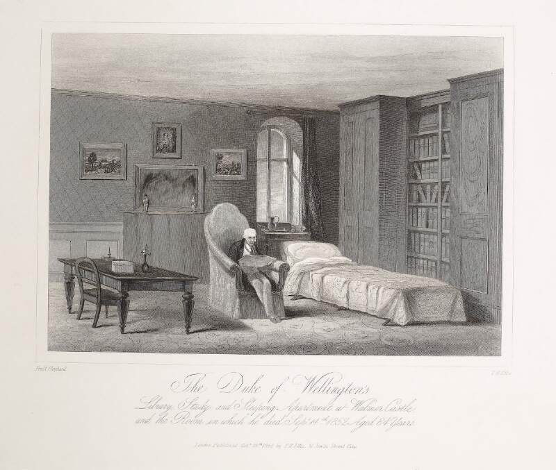 The Duke of Wellington's Library, Study, and Sleeping Apartment at Walmer Castle, and the Room in which he died September 14th, 1852 Aged 84 Years