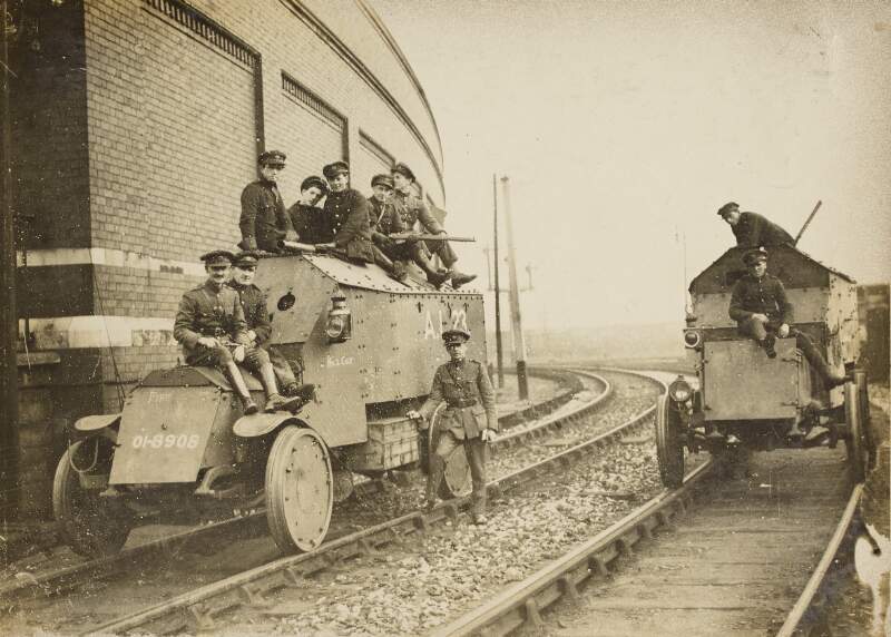[Armoured cars patrolling railways]