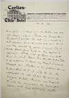 Letter : from James Joyce, Carton Elite Hotel, Zurich to Paul Léon,