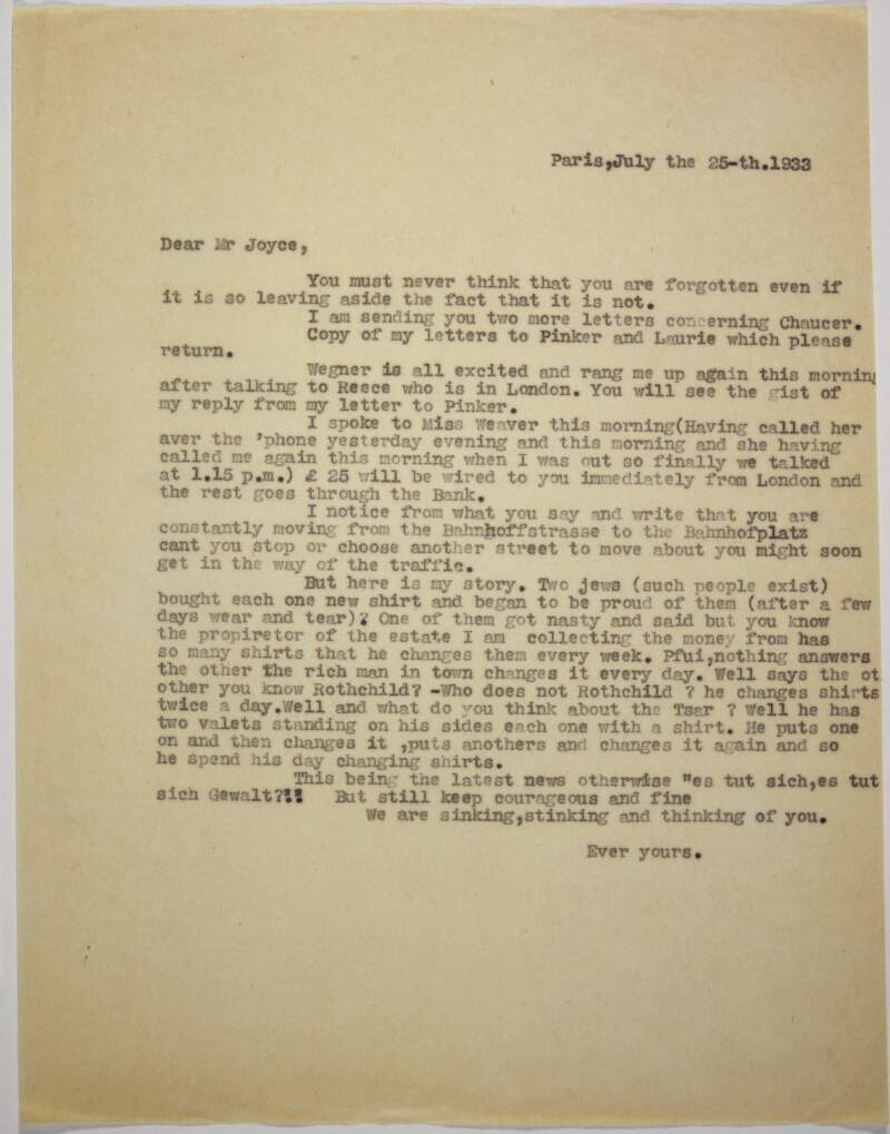Letter : from Paul Léon to James Joyce,